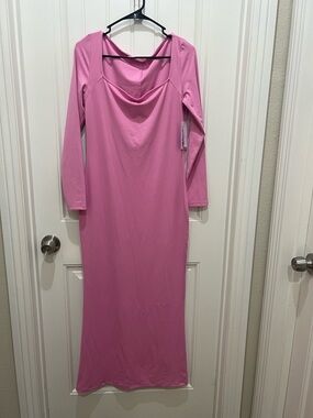 wild fable Pink Long Sleeve Cowl Neck Maxi Dress